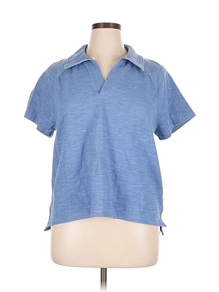 Pre-owned T By Talbots Short Sleeve Polo Shirt In Blue