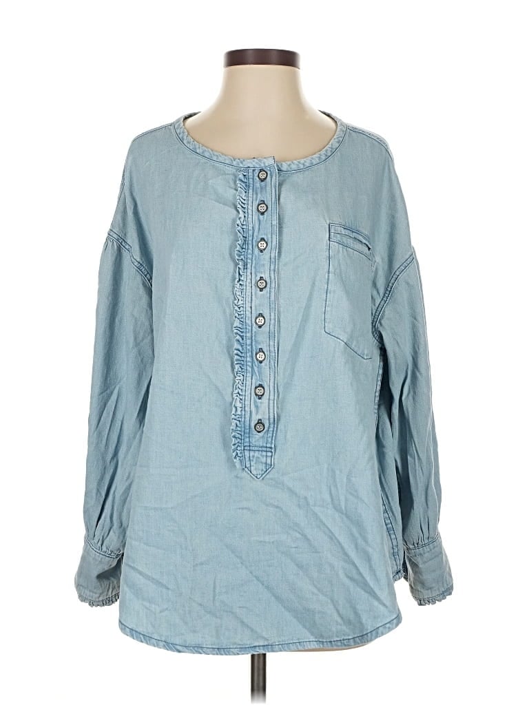 Pre-owned We The Free 3/4 Sleeve Blouse In Blue