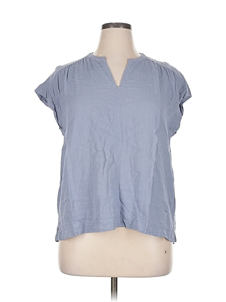 Pre-owned Splendid Short Sleeve Blouse In Blue