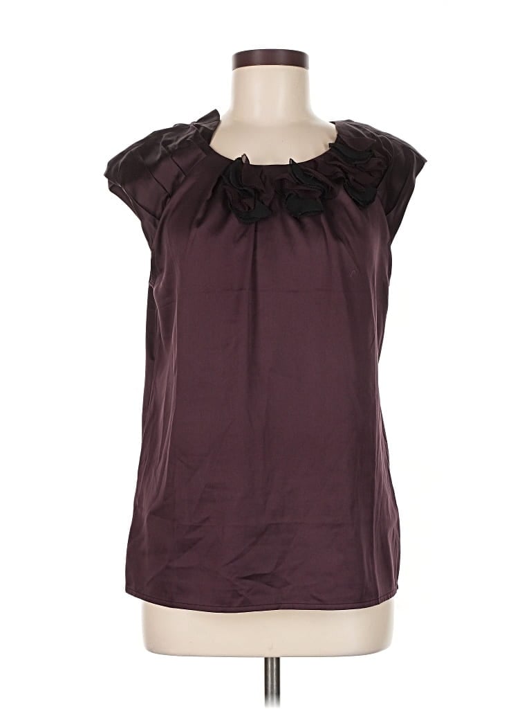 Pre-owned Ann Taylor Factory Sleeveless Blouse In Burgundy