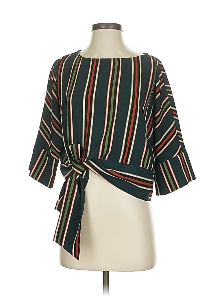 Pre-owned She + Sky 3/4 Sleeve Blouse In Green