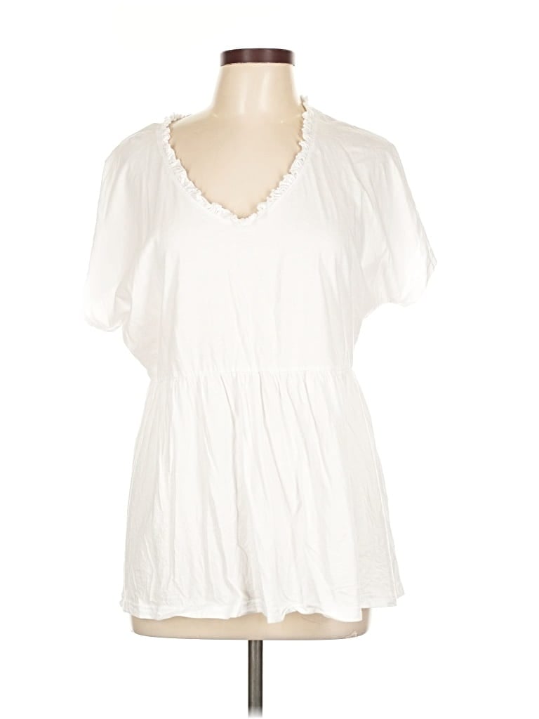 Pre-owned Tribal Short Sleeve Blouse In White