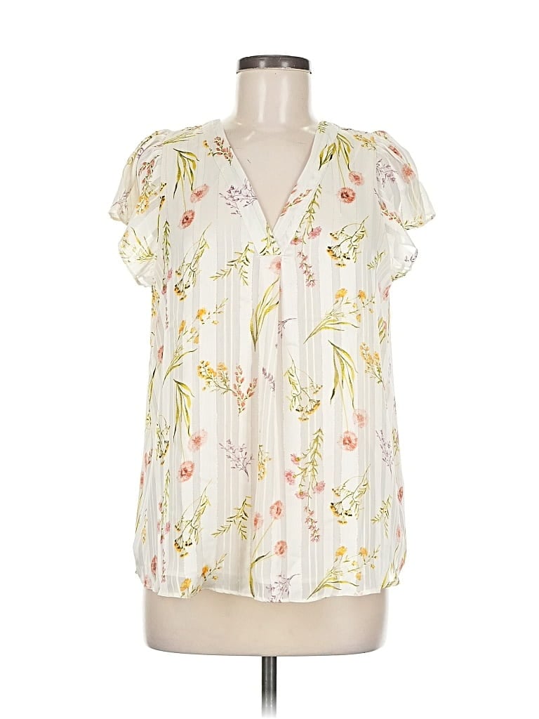 Pre-owned Cupcakes And Cashmere Short Sleeve Blouse In White