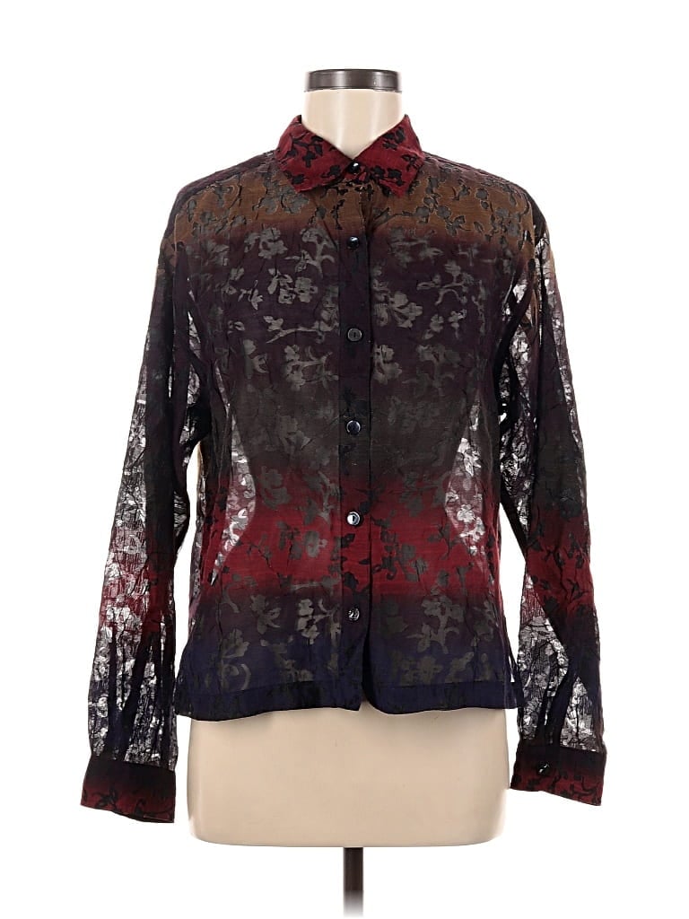 Pre-owned Chico's Long Sleeve Blouse In Burgundy