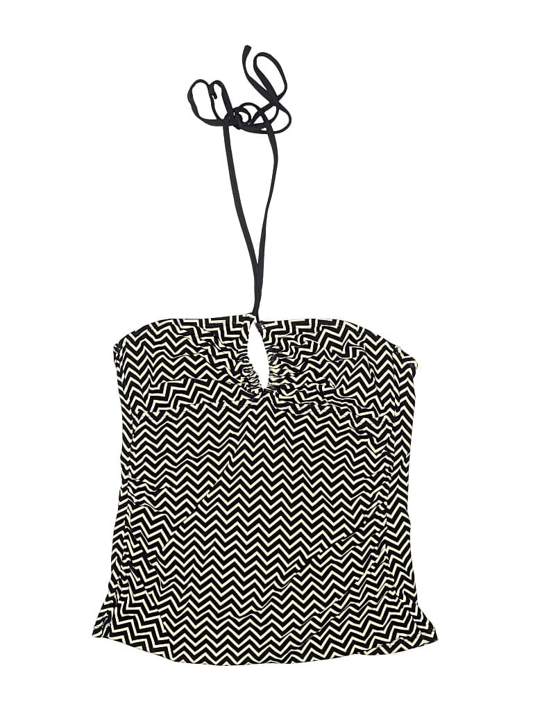 Pre-owned Liz Claiborne Swimsuit Top Black Chevron/herringbone Pattern Swimwear