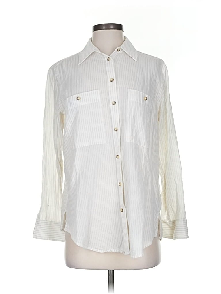 Pre-owned Club Monaco Long Sleeve Blouse In White