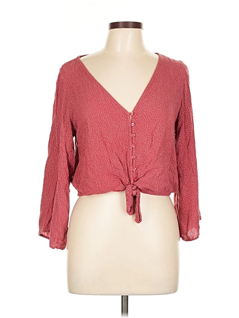 Pre-owned American Eagle Outfitters 3/4 Sleeve Blouse In Red
