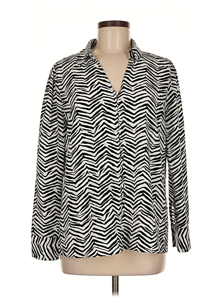 Pre-owned Alfani Long Sleeve Blouse In Black