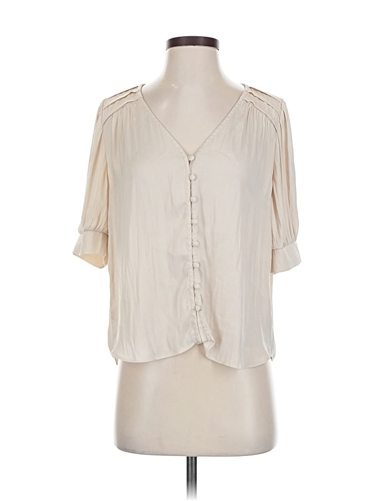 Pre-owned Evereve Short Sleeve Blouse In White