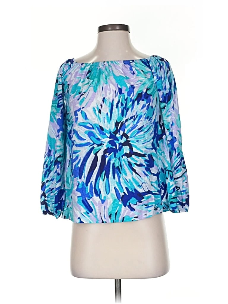 Pre-owned Lilly Pulitzer 3/4 Sleeve Blouse In Blue