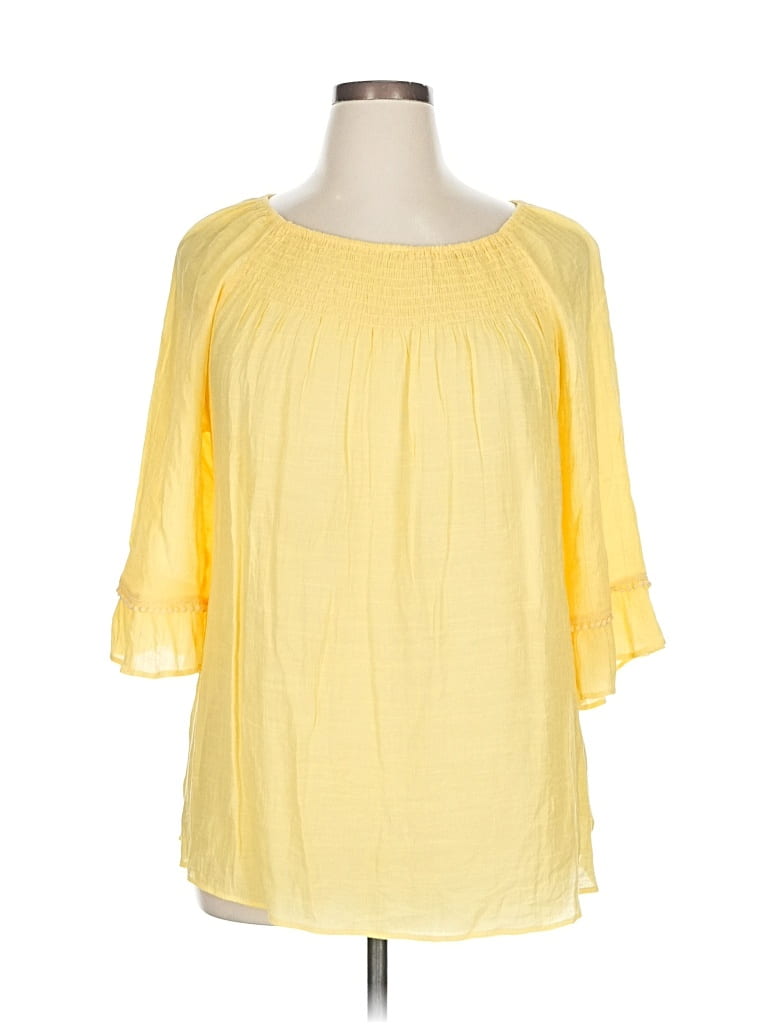 Pre-owned New Directions 3/4 Sleeve Blouse In Yellow