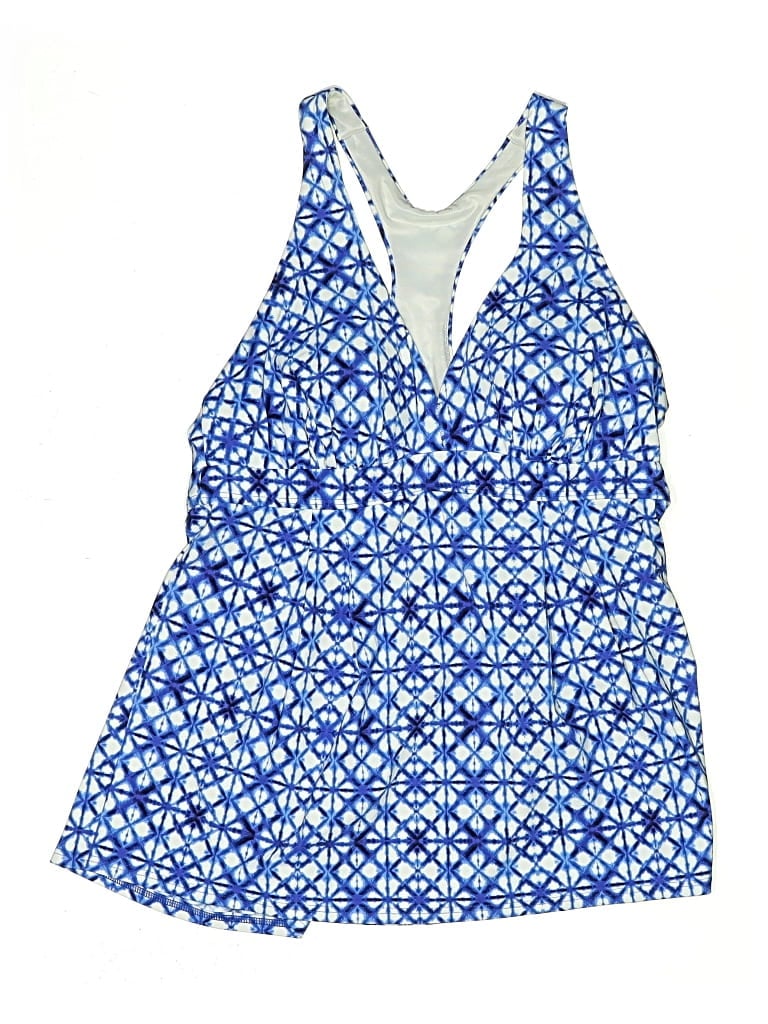 Click to view more detailed imagery on our partner's website Pre-owned Lands' End Swimsuit Top Blue Halter Neckline Swimwear