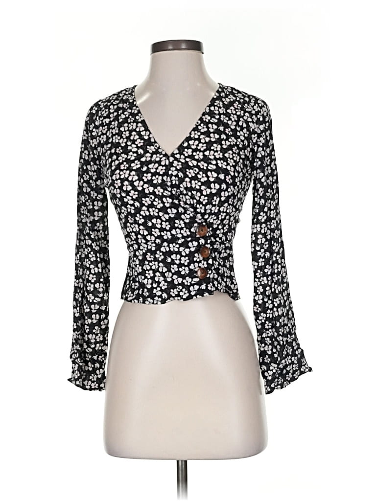 Pre-owned Abercrombie & Fitch 3/4 Sleeve Blouse In Black