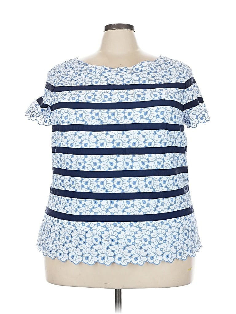 Pre-owned Talbots Short Sleeve Top Blue Boatneck Tops