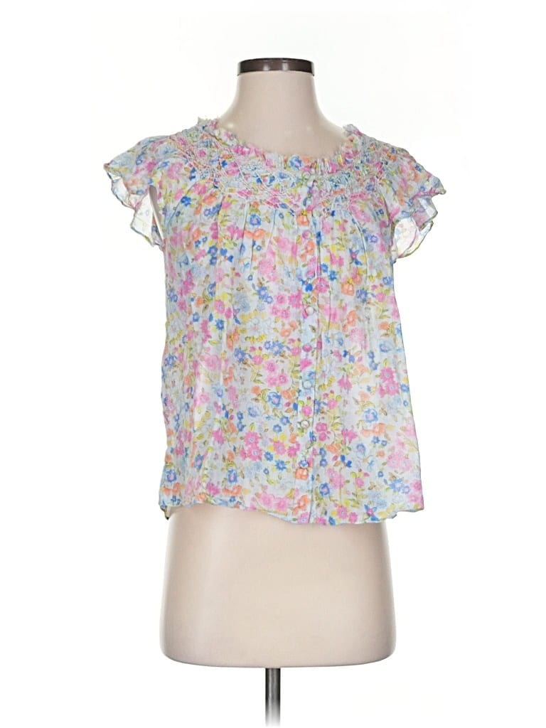 Pre-owned Loveshackfancy Short Sleeve Blouse In Pink