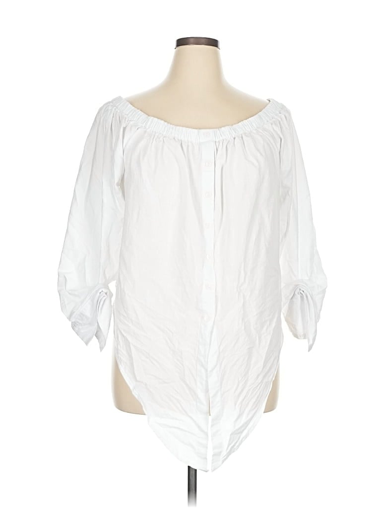 Pre-owned Time And Tru 3/4 Sleeve Blouse In White