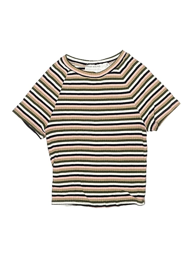 Pre-owned Urban Renewal Kids' Short Sleeve Top Gold Stripes Pattern Boatneck Tops