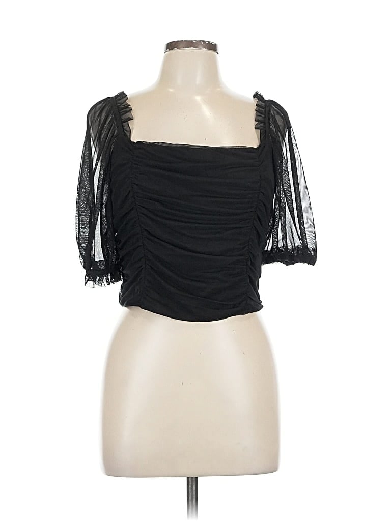 Pre-owned Wild Fable Short Sleeve Top Black Sweetheart Neckline Tops