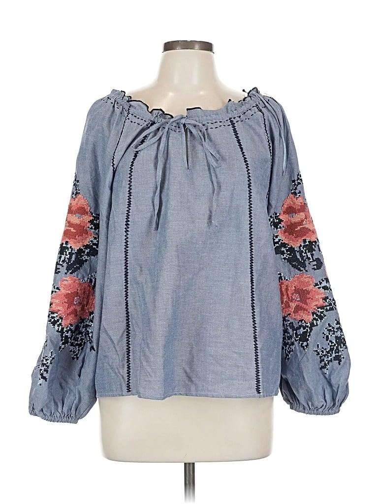 Pre-owned Parker Long Sleeve Blouse In Blue