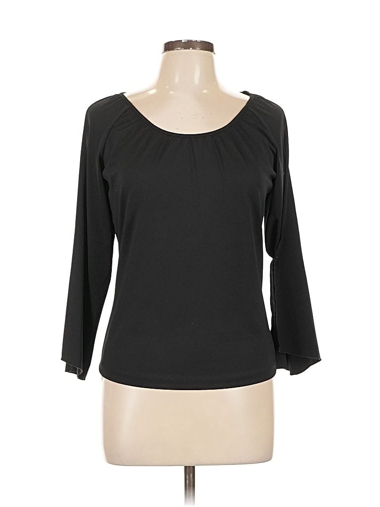 Pre-owned The Limited 3/4 Sleeve Top Black Scoop Neck Tops