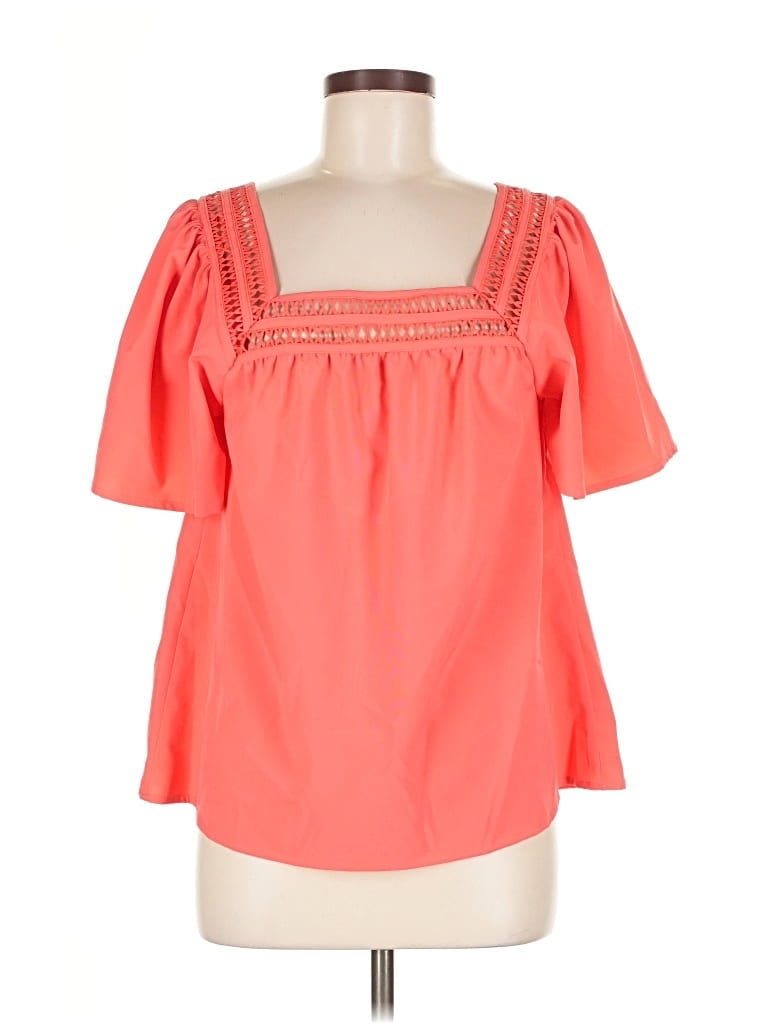 Mary Square Short Sleeve Blouse In Pink