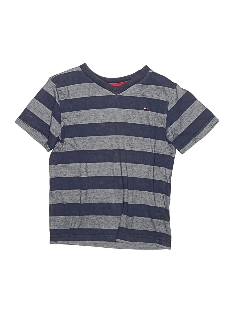 Pre-owned Tommy Hilfiger Kids' Short Sleeve Henley Shirt In Gray