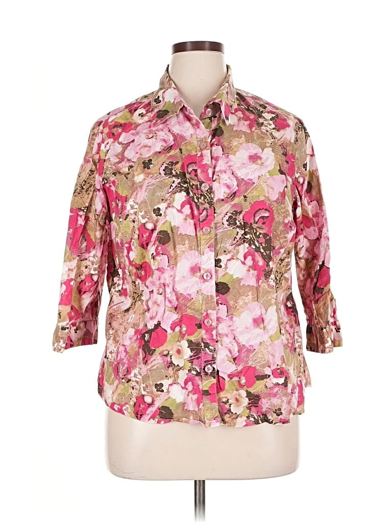 Pre-owned Cj Banks 3/4 Sleeve Button Down Shirt In Pink