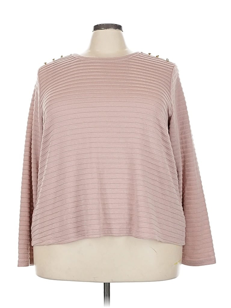 Pre-owned Liz Claiborne Long Sleeve Top Pink Boatneck Tops