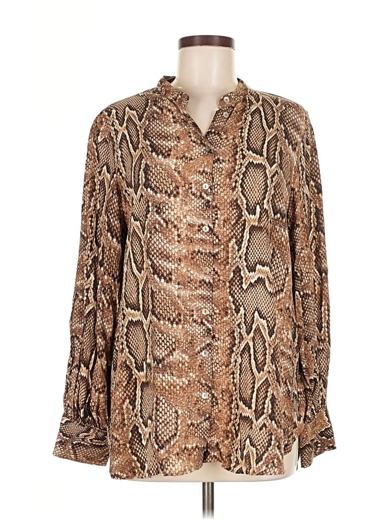 Pre-owned Mng Long Sleeve Blouse In Brown