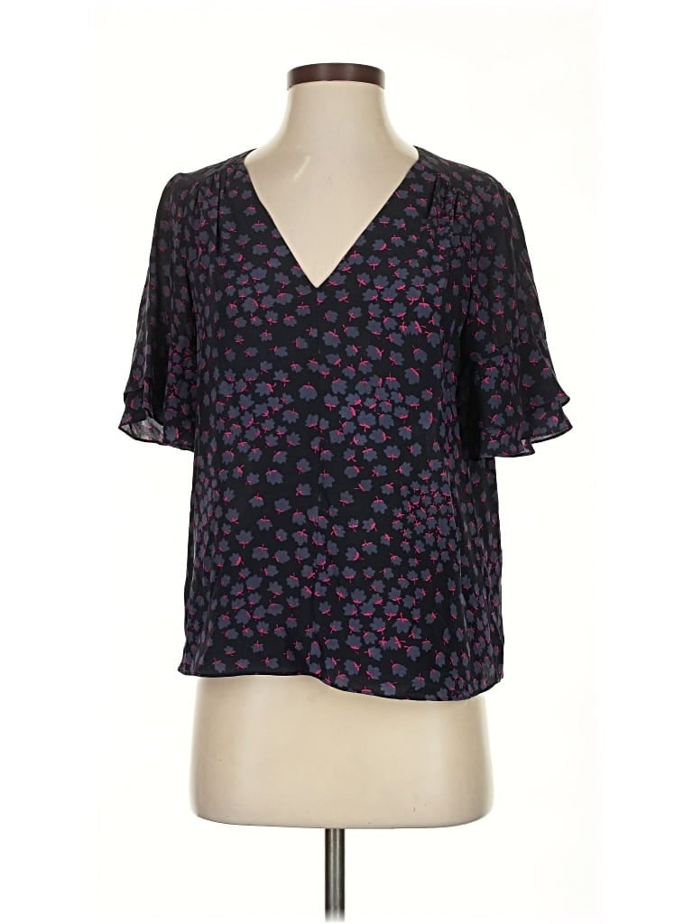 Pre-owned Rebecca Taylor Short Sleeve Blouse In Black