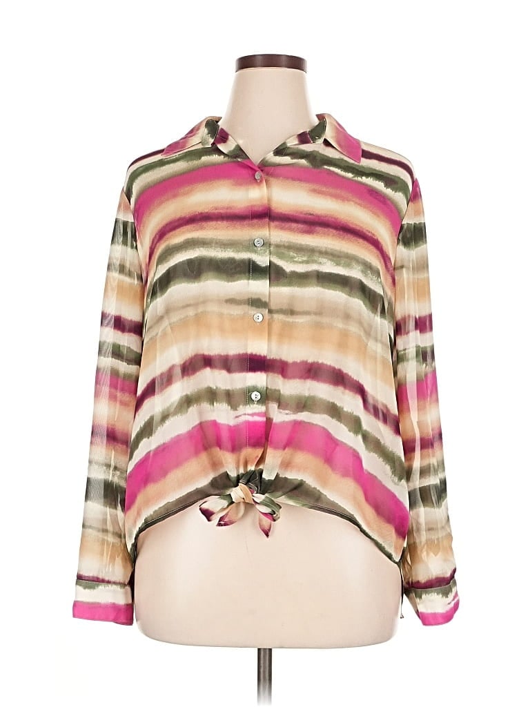 Pre-owned Chico's Long Sleeve Blouse In Pink