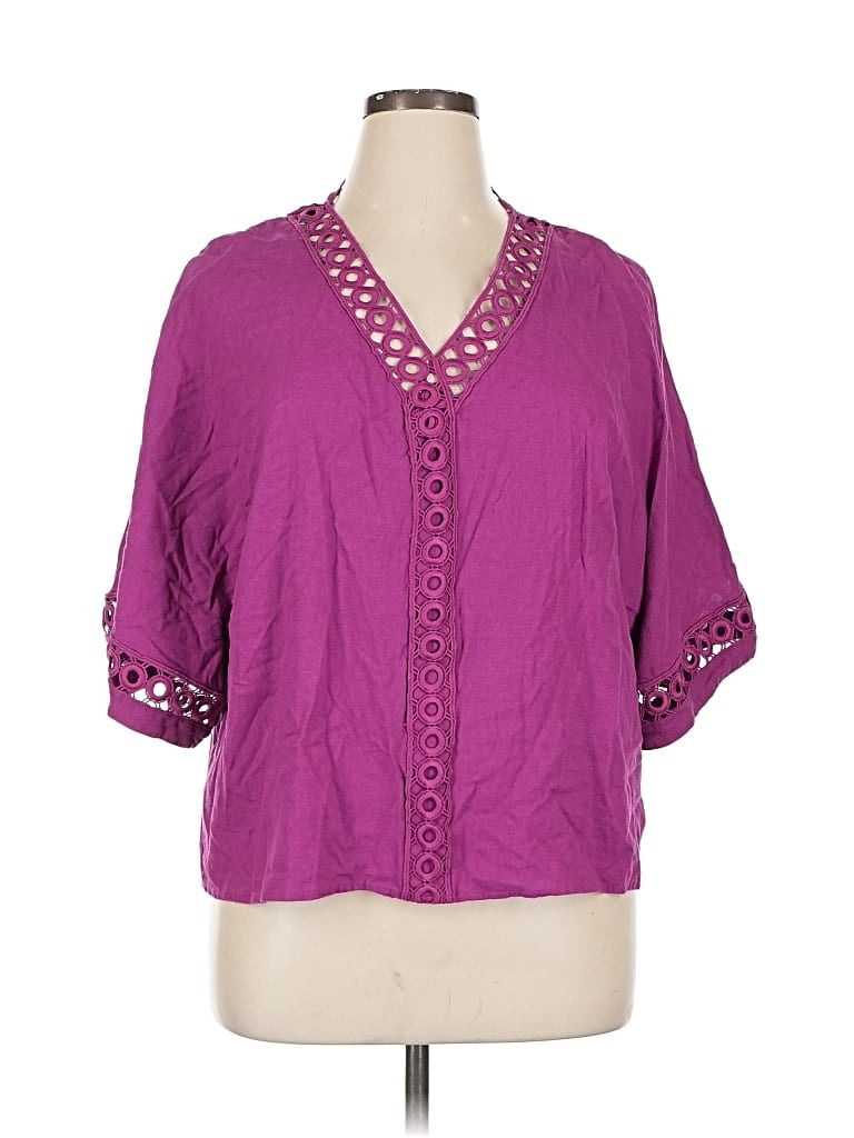 Pre-owned Marc New York Andrew Marc 3/4 Sleeve Blouse In Purple