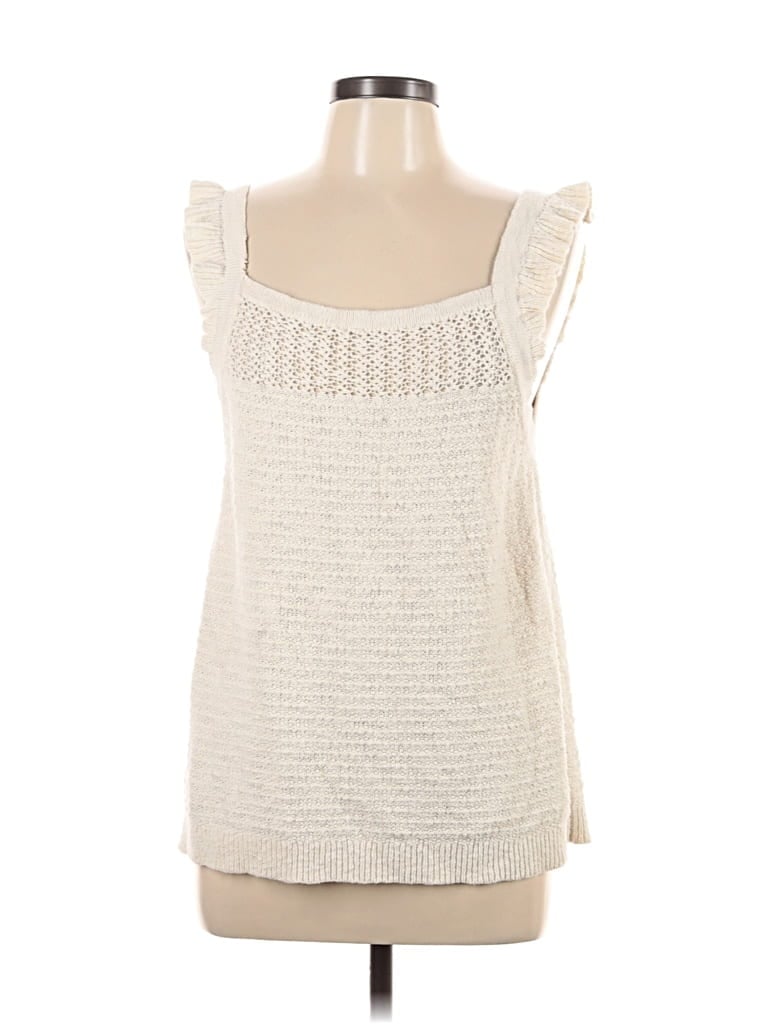 Pre-owned Ann Taylor Loft Outlet Sleeveless Top Ivory Sweetheart Neckline Tops In White
