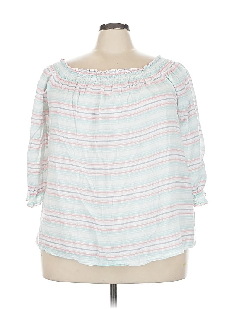 Pre-owned Inc International Concepts 3/4 Sleeve Blouse In White