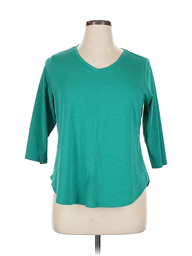 Pre-owned Isaac Mizrahi Live 3/4 Sleeve T-shirt In Blue