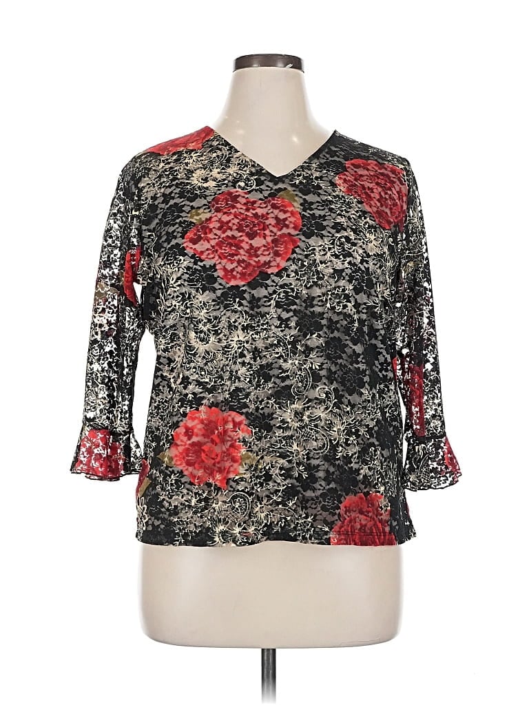 Pre-owned Dressbarn 3/4 Sleeve Blouse In Black