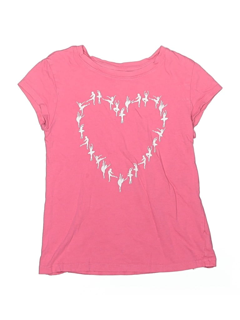 Pre-owned Gap Kids' Short Sleeve Top Pink Hearts Pattern Tops
