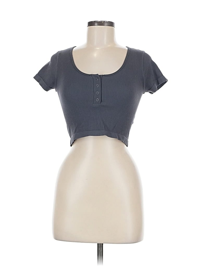 Pre-owned Aero Short Sleeve Henley Shirt In Gray