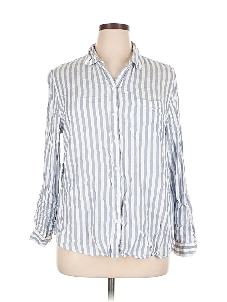 Pre-owned Beachlunchlounge 3/4 Sleeve Button Down Shirt In Blue