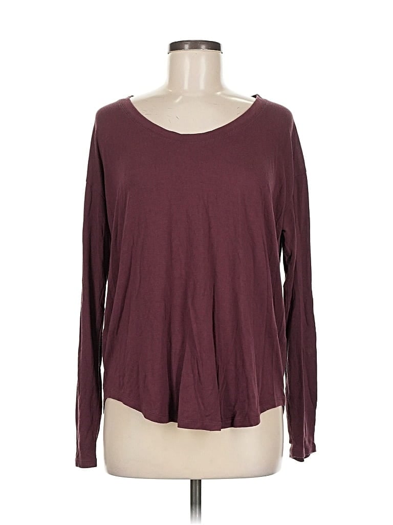 Pre-owned Athleta Long Sleeve T-shirt In Burgundy