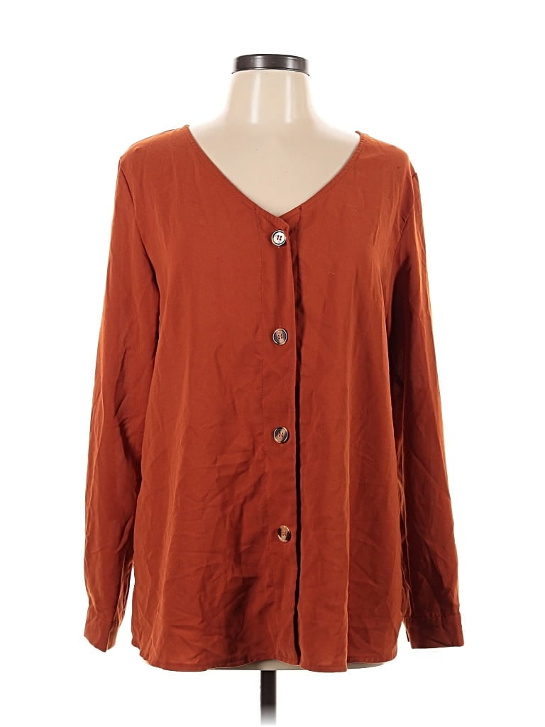 Pre-owned Unbranded Long Sleeve Blouse In Orange