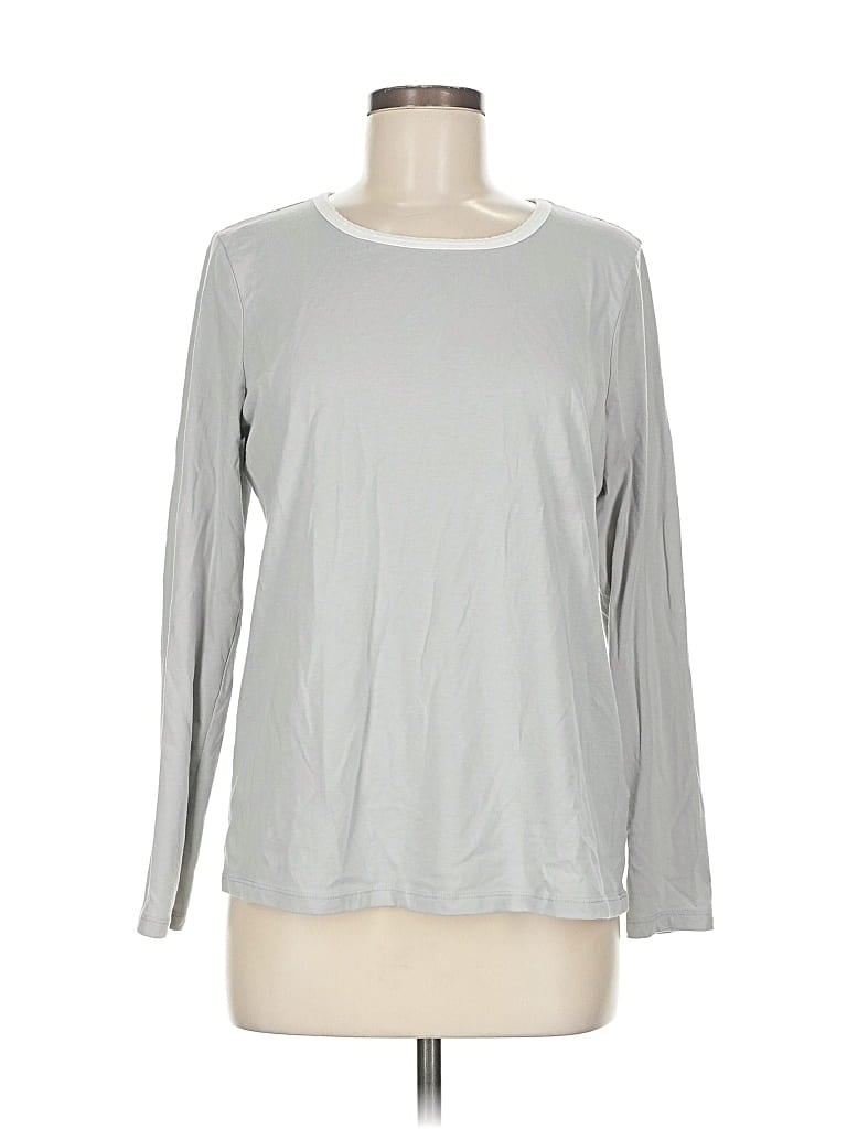 Pre-owned Charter Club Long Sleeve Top Gray Crew Neck Tops