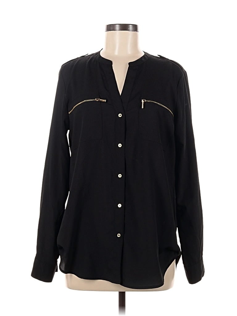 Pre-owned Calvin Klein Long Sleeve Blouse In Black