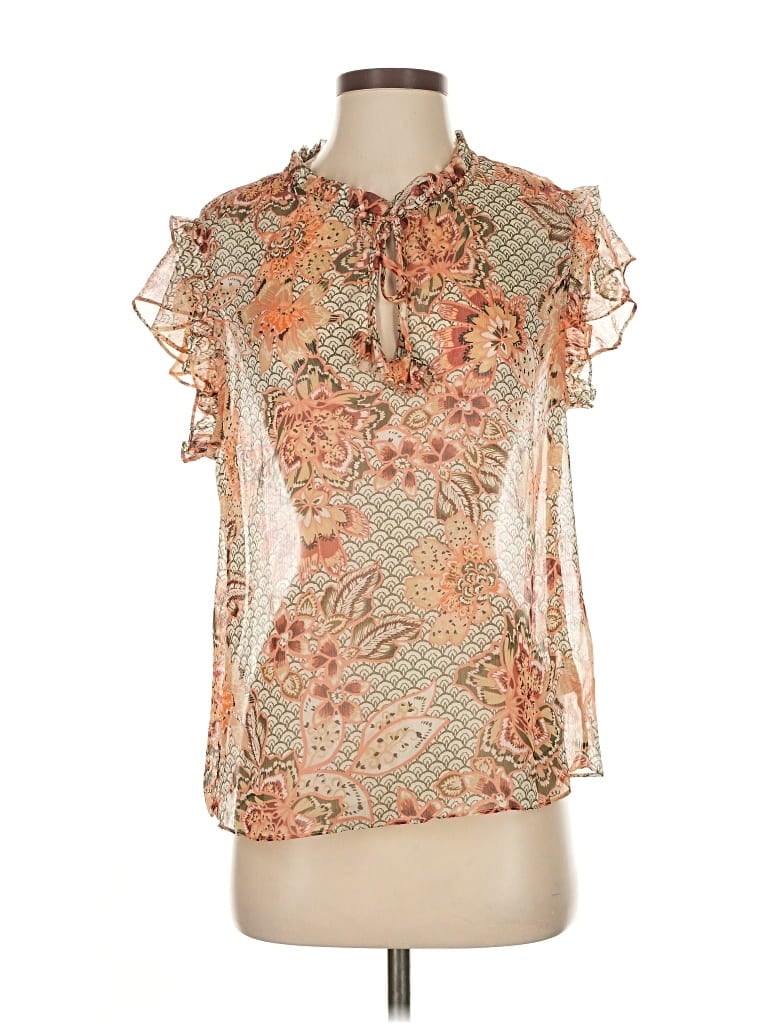 Pre-owned Misa Short Sleeve Blouse In Orange