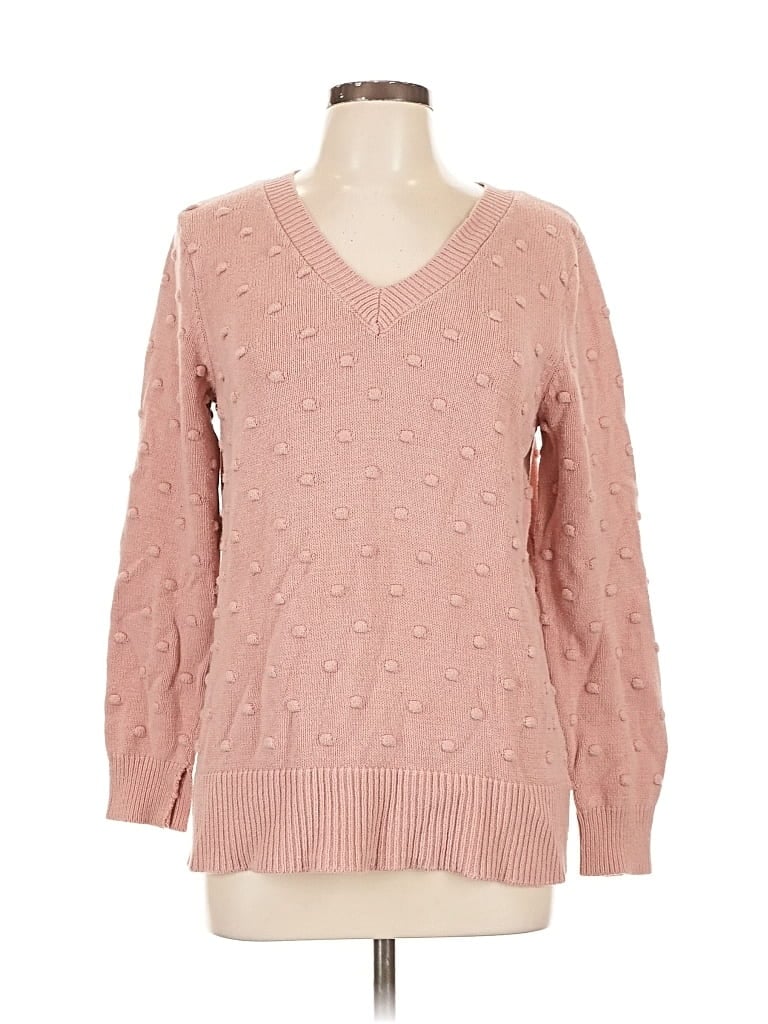 Pre-owned Cable & Gauge Pullover Sweater In Pink