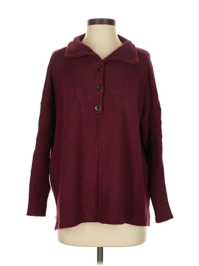 Pre-owned Ann Taylor Loft Cardigan Sweater In Burgundy