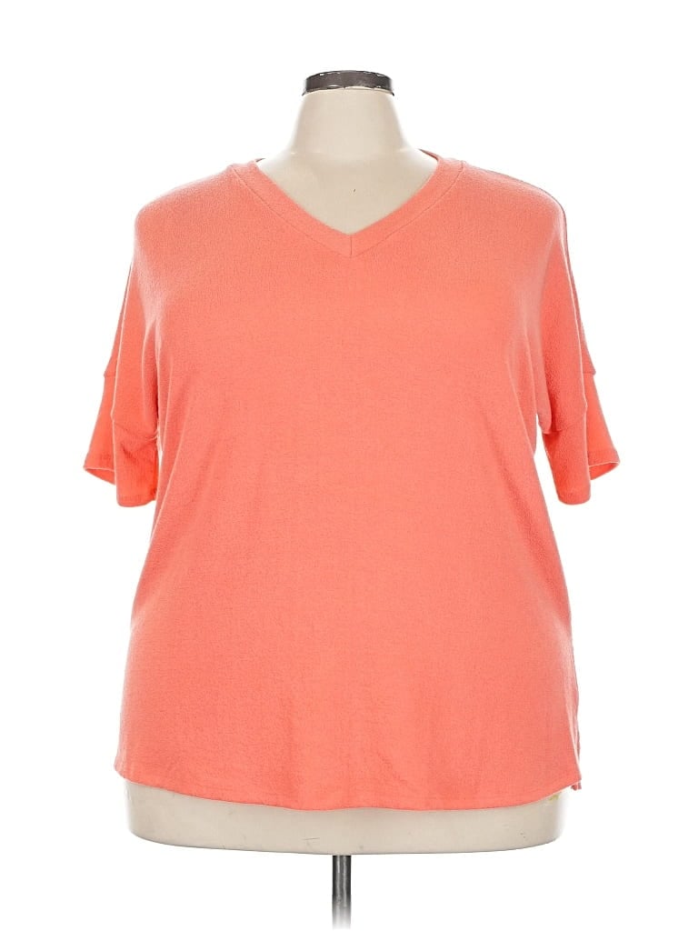 Pre-owned White Birch Short Sleeve Top Orange V Neck Tops