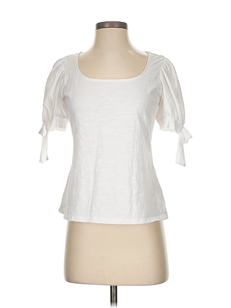 Pre-owned Cece Short Sleeve Top White Sweetheart Neckline Tops