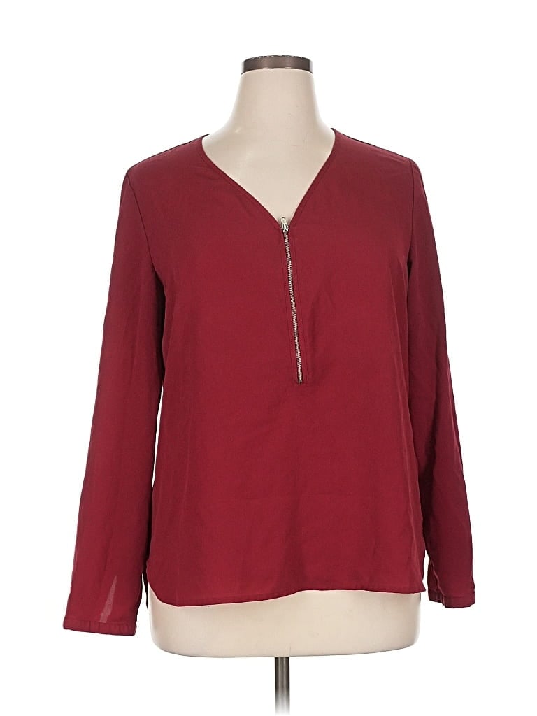 Pre-owned Apt. 9 Long Sleeve Blouse In Burgundy