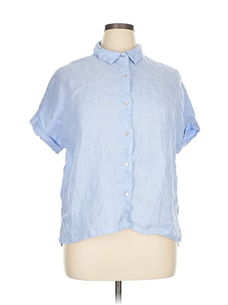 Pre-owned Rachel Zoe Tjx Short Sleeve Button Down Shirt In Blue